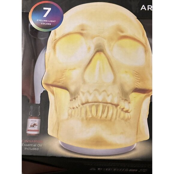 Mahli White Spooky Skull Aroma Diffuser Festive Fan Essential W/ Cinnamon Oil - Picture 6 of 13